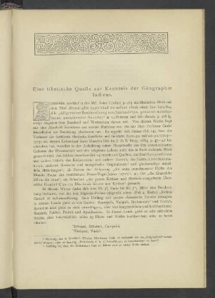 Eine tibetische Quelle zur Kenntnis der Geographie Indiens