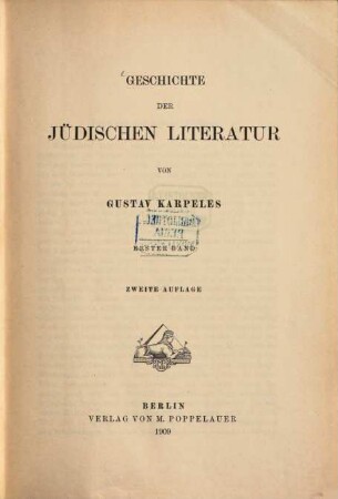 Geschichte der jüdischen Literatur, 1
