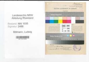 Entnazifizierung Ludwig Bittmann , geb. 25.08.1899 (Abteilungsleiter)