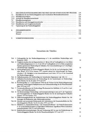 Verzeichnis der Tabellen
