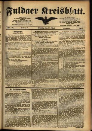 Ausgabe vom Dienstag, den 21. April 1908.