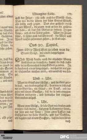 Das 20. Capitel. Item selbige Weiß Gott zu loben wan die Stund schlägt, mit einem beygefügten Zusatz.