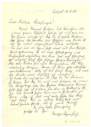 Brief von Frau Martha Stapenhorst : Biografisches Dokument