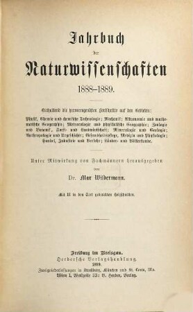 Jahrbuch der Naturwissenschaften. 4. 1888/89