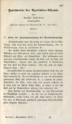 Fortschritte der Agricultur-Chemie. ... (Schluß.)