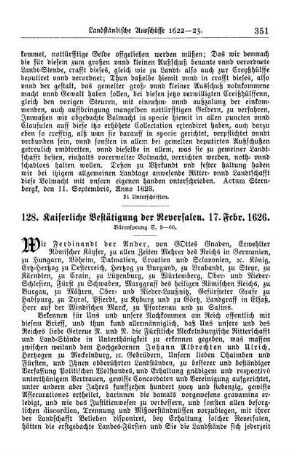 128. Kaiserliche Bestätigung der Reversalen. 17. Febr. 1626.