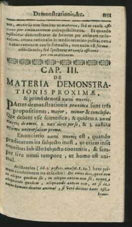 Cap. III. De Materia Demonstrationis Proximae.