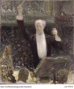Ernst Edler von Schuch im Konzert : Generalmusikdirektor Ernst Edler von Schuch, dirigierend im Konzert. Gemälde von Robert Sterl, 1914. Öl, Leinwand; 95 x 86 cm. Dresden: Galerie Neue Meister 2334 C