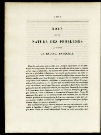 Note. Nature des problèmes que présente la calcul intégral.