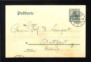 Postkarte an Kurt Lampert