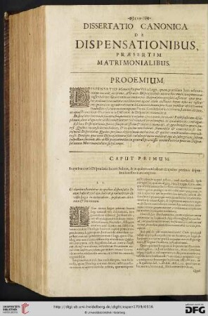 Dissertatio Canonica de Dispensationibus, praesertim matrimonialibus