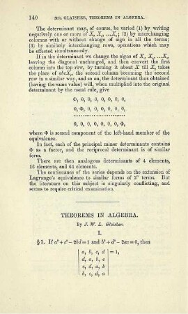 Theorems in algebra.