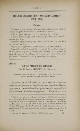 Deuxième concours des « Nouvelles Annales » pour 1900. Errata.