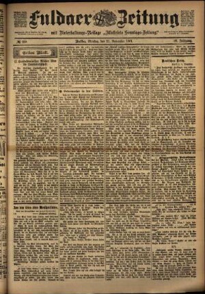 Erste Ausgabe vom Montag, den 11. November 1901.