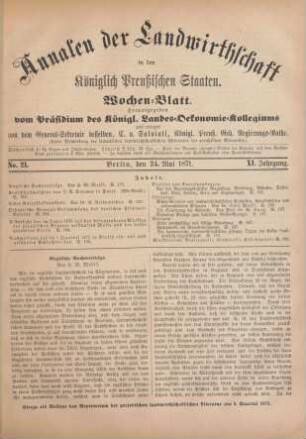 No. 21. Berlin, den 24. Mai 1871. XI. Jahrgang.
