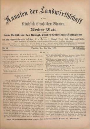 No. 21. Berlin, den 24. Mai 1871. XI. Jahrgang.