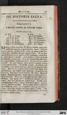 III. Historia sacra