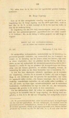 III. Hooge regering