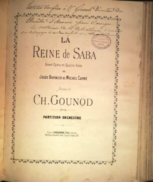 La reine de Saba : grand opéra en quatre actes