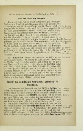 Übersicht der geschichtlichen Entwickelung Frankreichs im Mittelalter