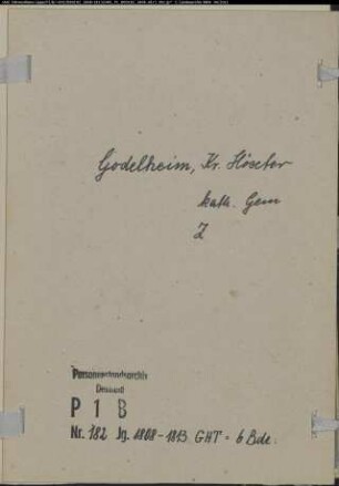 Zivilstandsregister der katholischen Gemeinde Godelheim, Kreis Höxter (GHT 1808-1813) (Gemeinde: Katholische Gemeinde Godelheim)