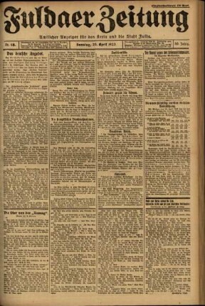 Erste Ausgabe vom Sonntag, den 29. April 1923.