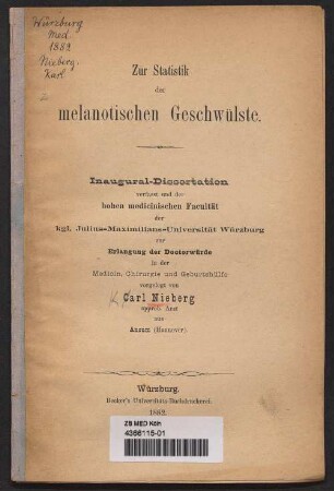 Zur Statistik der melanotischen Geschwülste