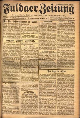 Erste Ausgabe vom Donnerstag, den 28. Oktober 1926.