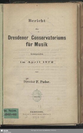 [1.]1871/72: Bericht des Dresdener Conservatoriums für Musik