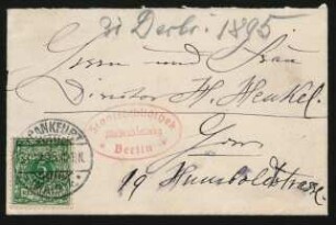 Visitenkarte an Heinrich Henkel und Johanna Henkel : 31.12.1895