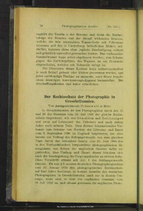Der Rechtsschutz der Photographie in Grossbritannien