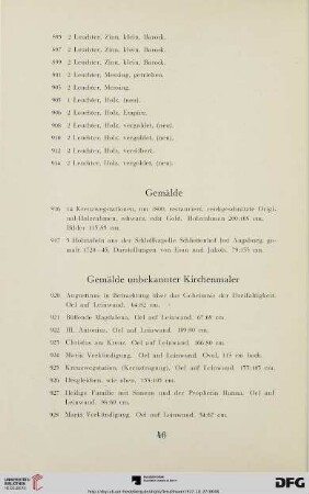 Gemälde unbekannter Kirchenmaler (Nr. 920-970)