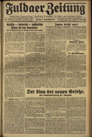 Erste Ausgabe vom Freitag, den 07. Dezember 1934.