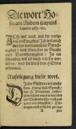 Die wort Hosee am Andern Capittel lauten also/ etc.
