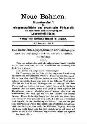Der Entwicklungsgedanke in der Pädagogik : (Schluß)