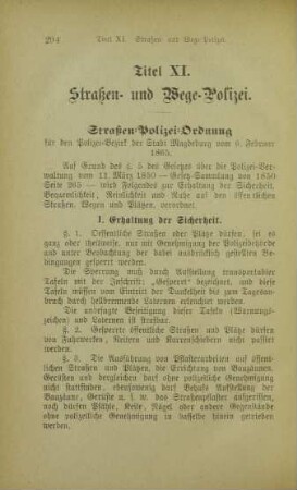 Titel XI. Straßen- und Wege-Polizei.