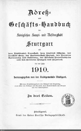 1910: Stuttgarter Adressbücher, 1910