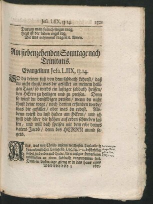 Am siebenzehenden Sonntage nach Trinitatis. Evangelium Jesa. LIIX, 13.14