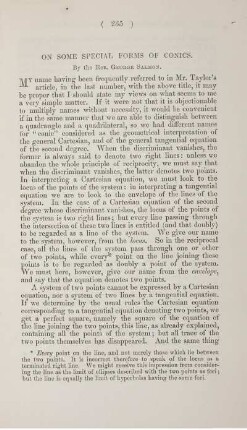 On some special forms of conics.