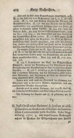 De juribus et obligationibus ex feudorum oblatione descendentibus. Comm.jur.feud.