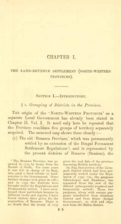 Chapter I. The land-revenue settlement (North-Western provinces)