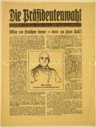 Sozialdemokratische Propagandaschrift zur Reichspräsidentenwahl 1925