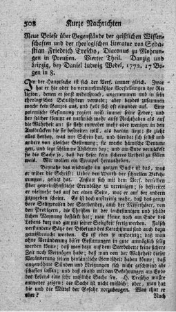Neue Briefe über Gegenstände der geistlichen Wissenschaften und der theologischen Literatur. T.4.