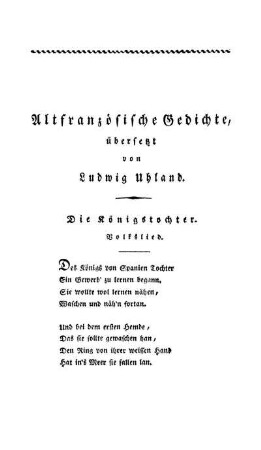 10. Abteilung, Alfranzösische Gedichte übersetzt von Ludwig Uhland
