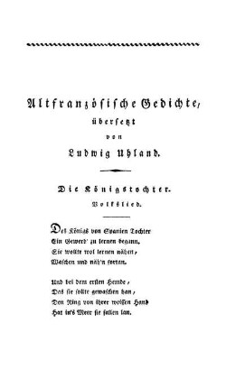 10. Abteilung, Alfranzösische Gedichte übersetzt von Ludwig Uhland
