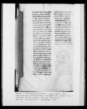Breviarium Cisterciense: letztes Blatt verso, letzteTextseite