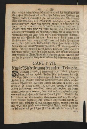 Caput VII. Kurtze Wiederlegung der andern Tekupha
