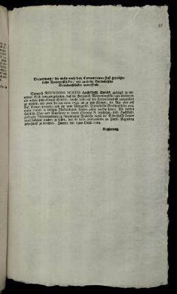 Verordnung, die nicht nach dem Conventions-Fuß geprägte sechs Kreutzerstücker, wie auch die Durlachische Groschenstücker betreffend : Zweybr. den 13ten Oktob. 1764.