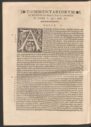Commentariorum In Epistolas Beati Pauli Apostoli Liber V. Qui Est In epistolam ad Ephesios.