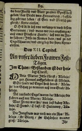 Das XII. Capitel. An unser lieben Frawen Fest-Tägen.